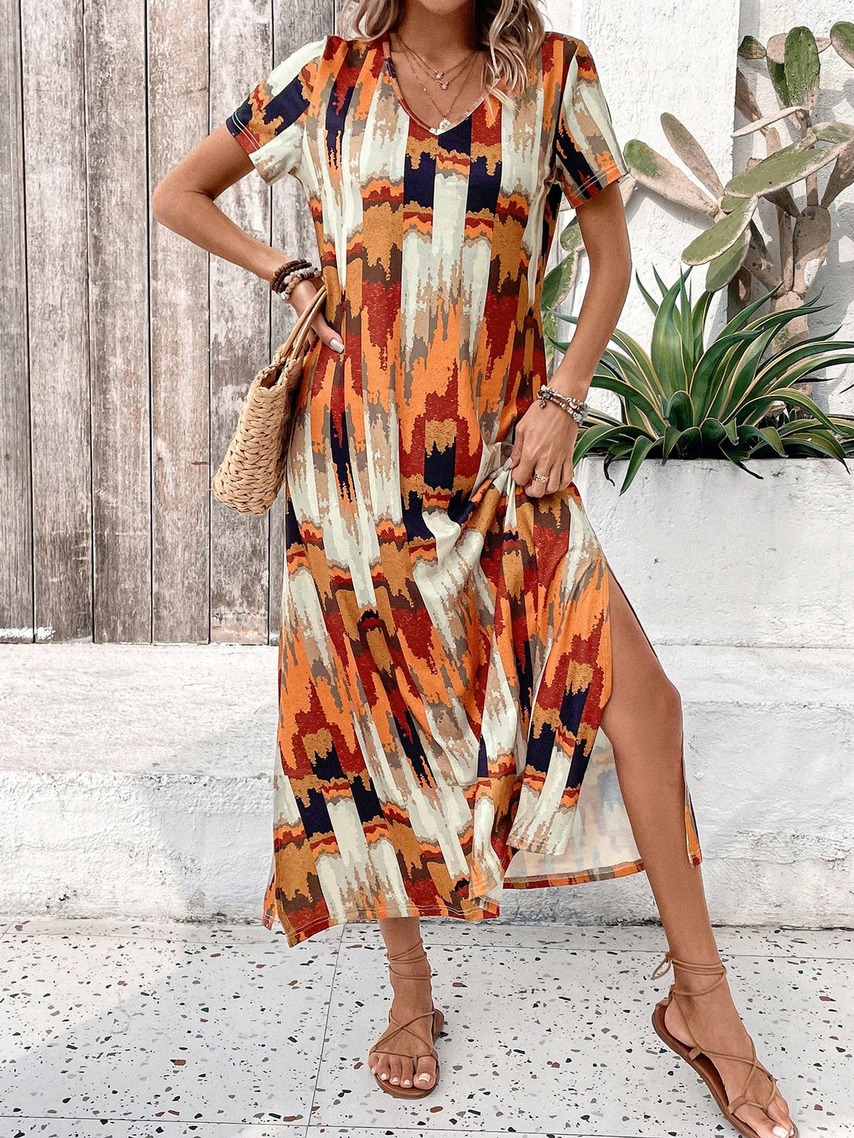 Women's Short Sleeve Printed Dress