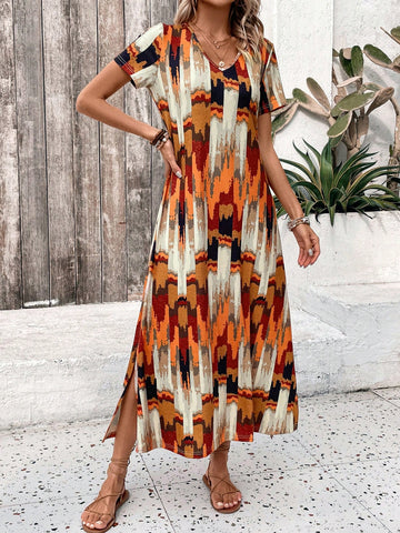 Women's Short Sleeve Printed Dress
