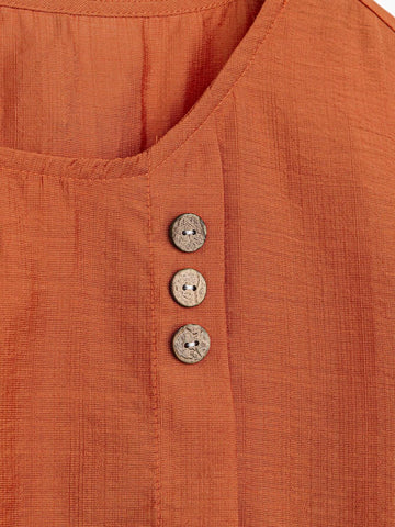 LUNE Women's Simple Embroidered Short Sleeve Shirt For Daily Wear