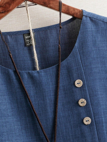 LUNE Women's Simple Floral Printed Round Neck Daily Shirt