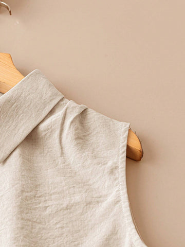 LUNE Women's Sleeveless Casual Summer Shirt With Single-Breasted Button