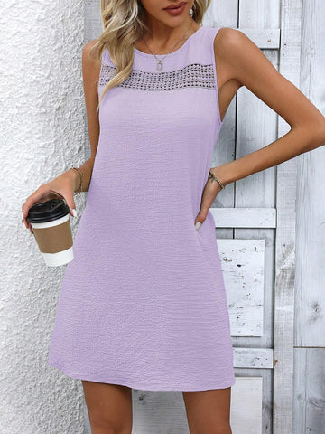 Women's Sleeveless Hollow Out Keyhole Back Summer Dress