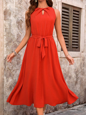 Women's Sleeveless Knotted Maxi Dress