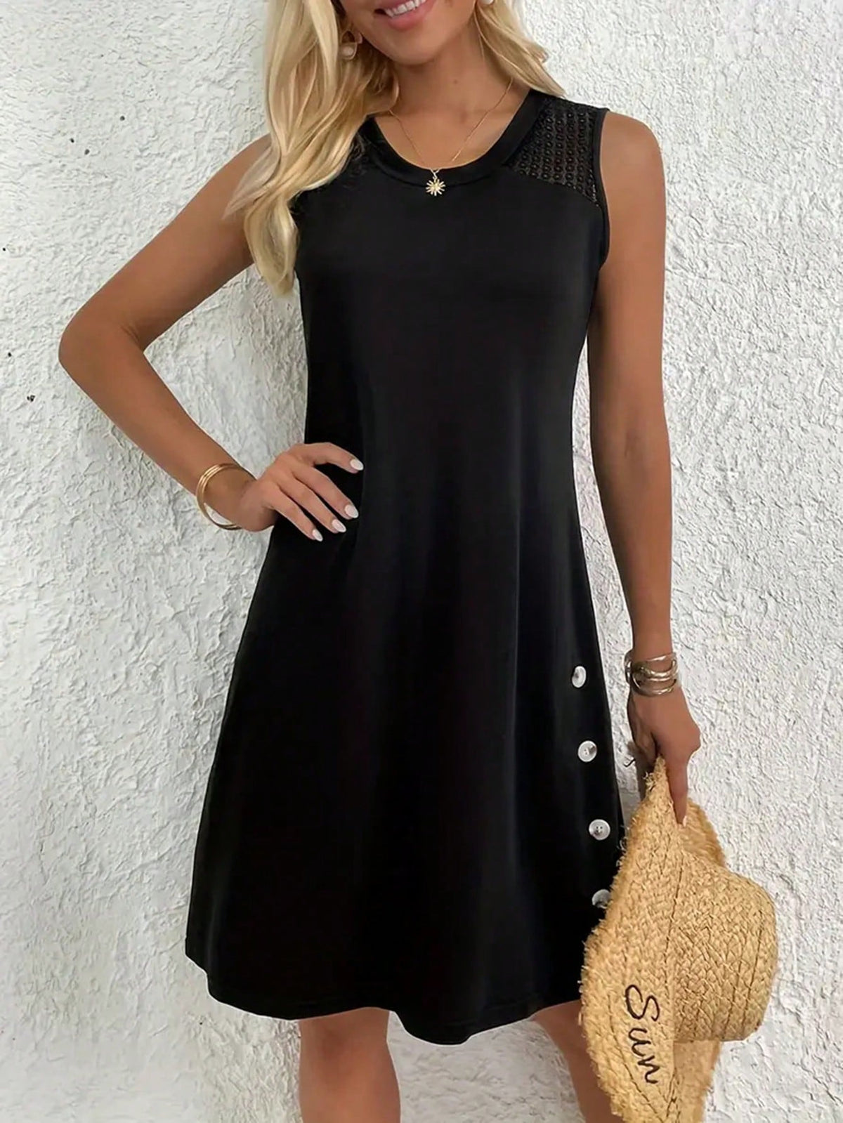 Women's Sleeveless Lace Splice Dress