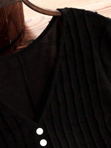 LUNE Women's Solid Color Button Front Mid-Long Sleeve Simple Casual Shirt