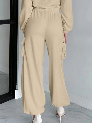 Women's Solid Color Minimalist Casual Long Sleeve Jumpsuit