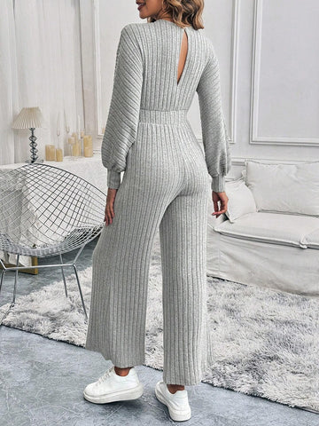 Women's Solid Color Minimalist Deep V-Neck Jumpsuit