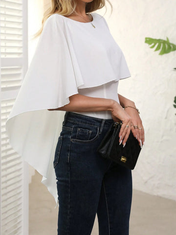 LUNE Women's Solid Color Ruffled Loose Elegant Blouse