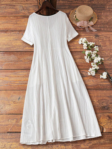 Women's Solid Color Simple Daily Short Sleeve Dress