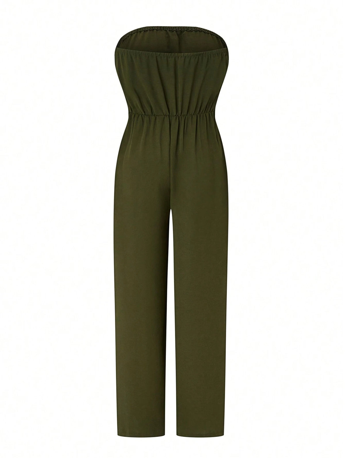 Women's Solid Color Strapless Jumpsuit With Waist Knot Detail