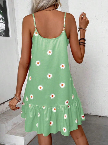 Women's Spaghetti Strap Floral All Over Print Casual Dress