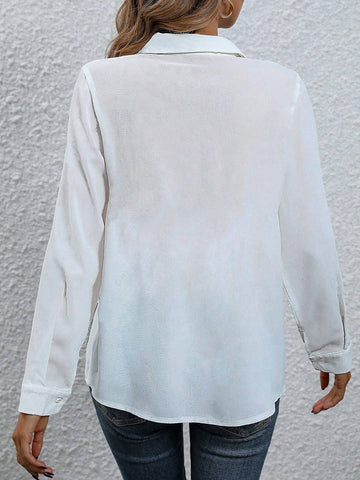 LUNE Women's Spring/Autumn Butterfly Print Long Sleeve Casual Blouse