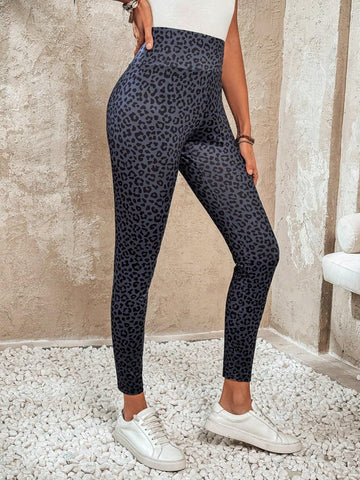 LUNE Women's Spring/Summer Gray Leopard Print Leggings