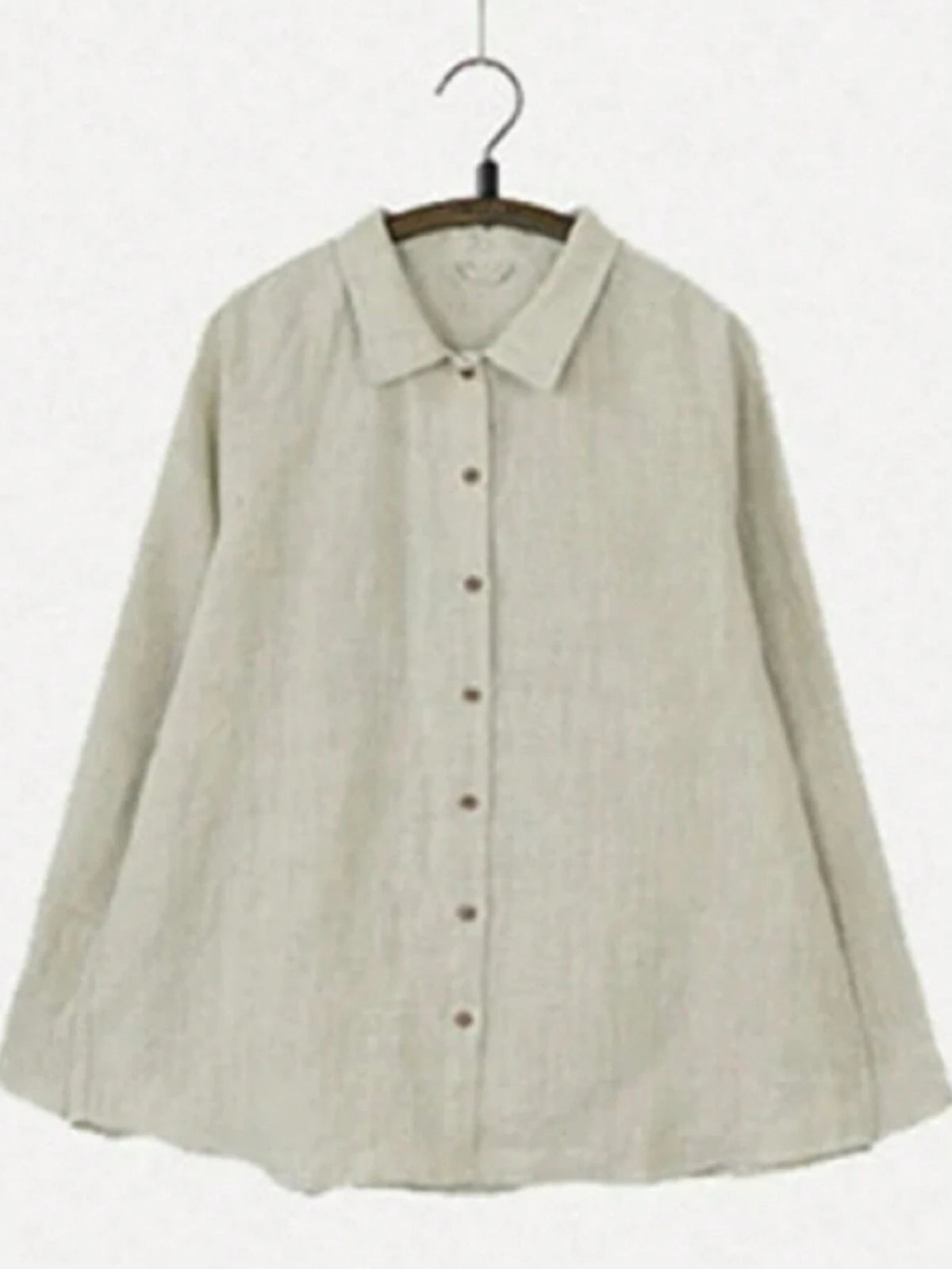 LUNE Women's Spring/Summer Loose Fit Solid Color Long Sleeve Casual Shirt