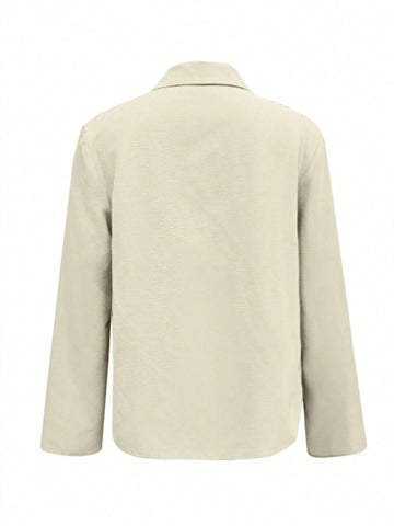 LUNE Women's Spring/Summer Loose Fit Solid Color Long Sleeve Casual Shirt