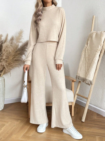 Women's Stand-collar Top And Pants Set