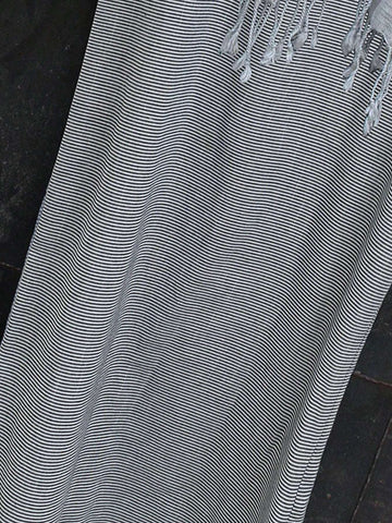 Women's Striped H-Shape Round Neck Cotton Linen Dress