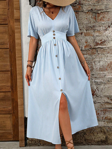 Women's Striped Printed Simple Daily Short Sleeve Dress