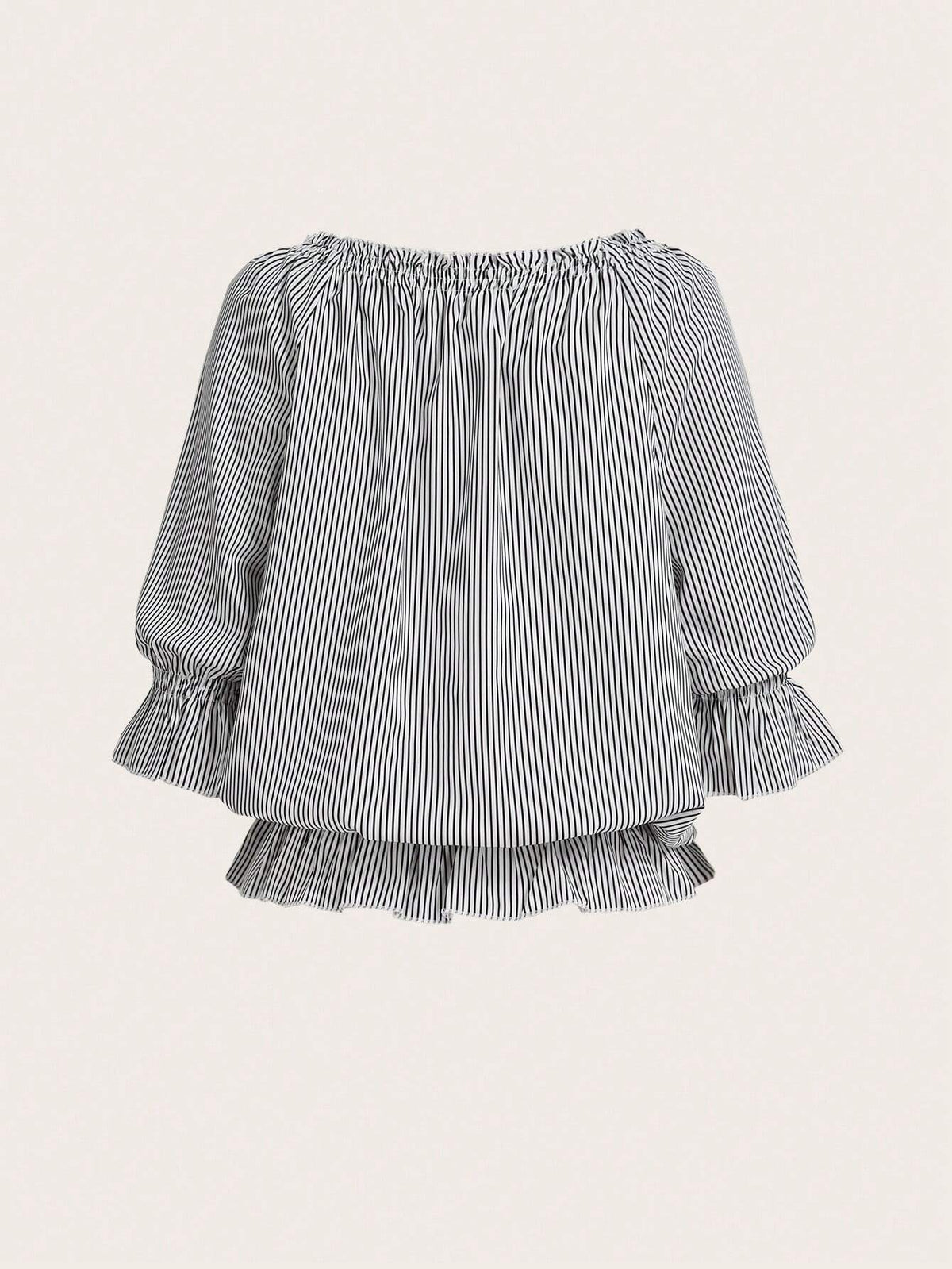 LUNE Women's Striped Tie-Front Bowknot Belted Shirt