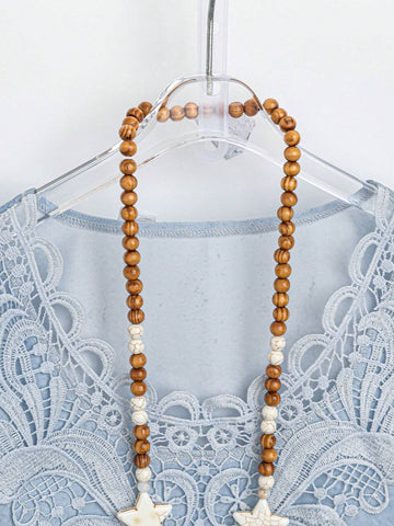 LUNE Women's Stylish Floral Shirt With Lace Collar Detail