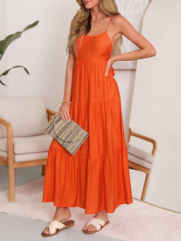 Women's Summer Casual Long Strap Bowknot Dress