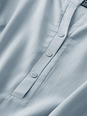 LUNE Women's Summer Casual Solid Color Shirt With Curved Hem