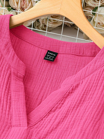 Women's Summer Casual Solid Color V-Neckline Batwing Sleeve Dress
