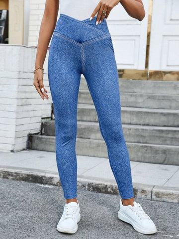LUNE Women's Summer Comfortable And Stretchy Skinny Jeans With V-Shaped Waistline Design