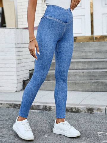 LUNE Women's Summer Comfortable And Stretchy Skinny Jeans With V-Shaped Waistline Design