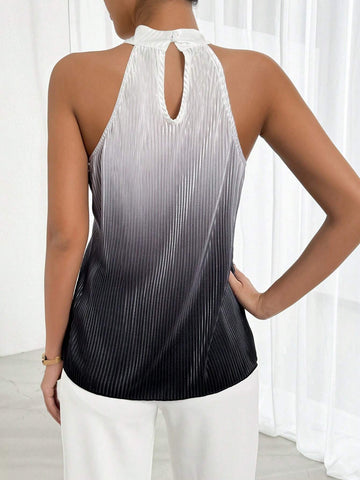 LUNE Women's Summer Fashionable & Elegant Ombre Halter Sleeveless Blouse
