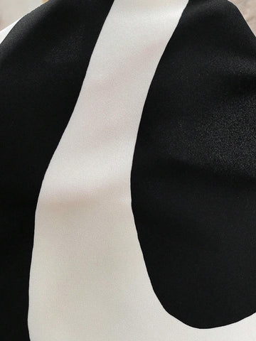 Women's Summer Geometric Print Round Neck Batwing Sleeve Top And Wide Leg Casual Pants Set (Random Print Cutting)