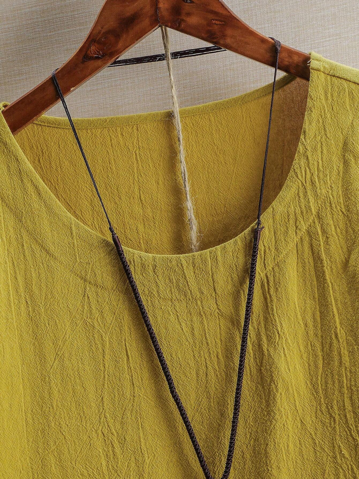 LUNE Women's Summer Solid Color Short Sleeve Round Neck Shirt With Side Split