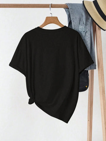 LUNE Women's Summer Sunflower Printed Round Neck Short Sleeve Casual T-Shirt