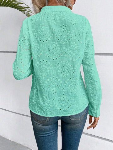 LUNE Women's V-Neck Long Sleeve Minimalist Casual Top, Daily Wear