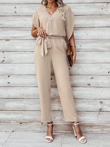 Women's V-Neck Short Sleeves Shirt And Pants Set