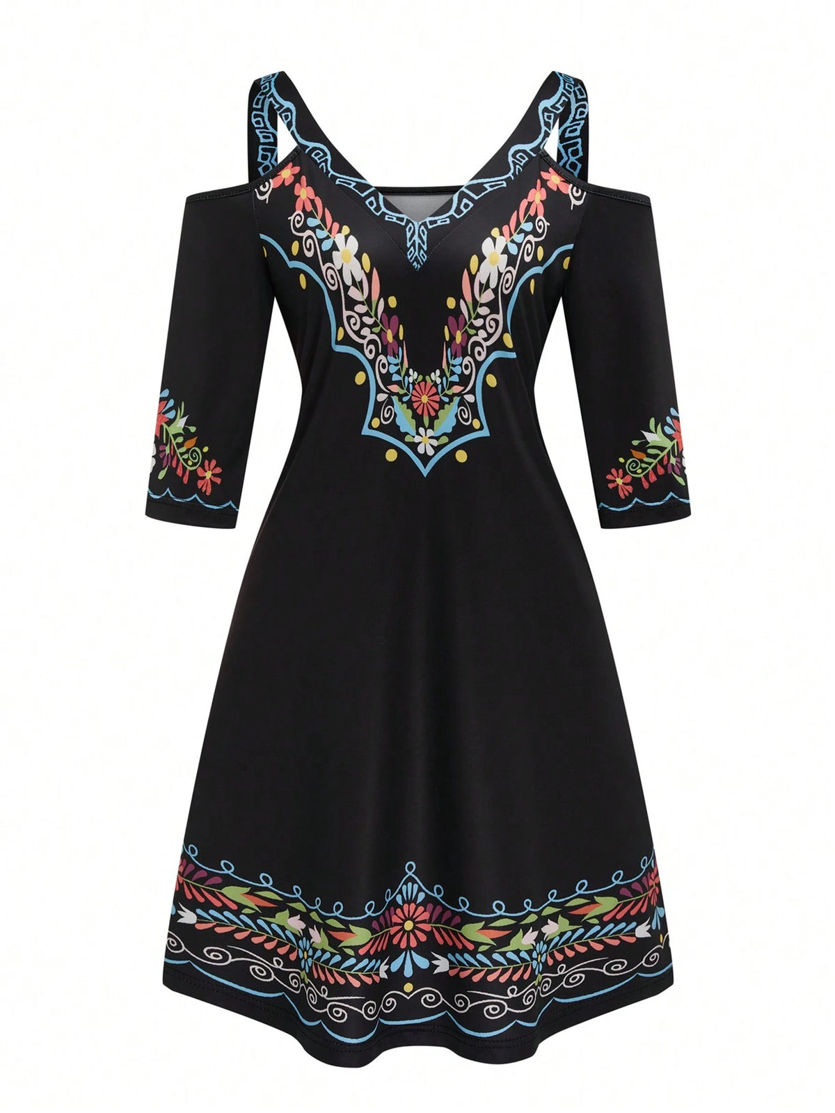 Women's Vintage Style Printed Short Dress