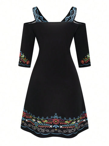 Women's Vintage Style Printed Short Dress