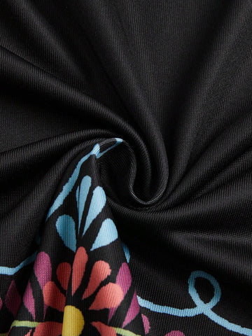 Women's Vintage Style Printed Short Dress