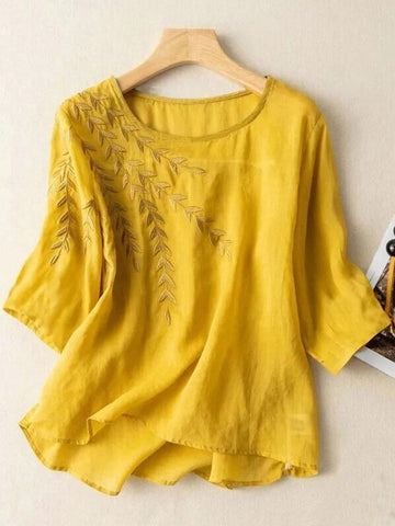 LUNE Summer Black Puff Sleeve Floral Print Backless Ladies' Shirt