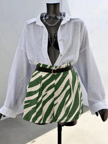 LUNE Women's Zebra Print Shorts, Casual Vacation