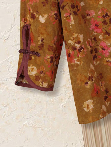 Women's Chinese Style Cotton Printed Vintage Button Up Shirt