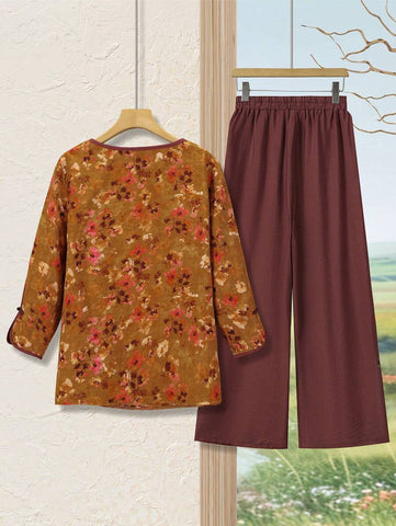 Women's Chinese Style Cotton Printed Vintage Button Up Shirt