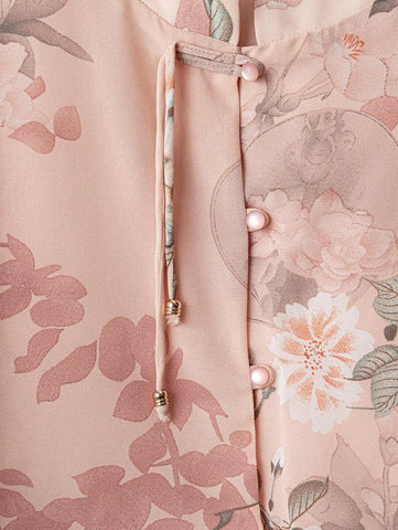 Women's Floral Print Front Button Elegant Vintage Shirt