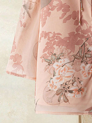 Women's Floral Print Front Button Elegant Vintage Shirt