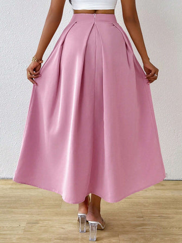 Lady Elegant High Waist Pleated Skirt With Big Swing For Women, Summer