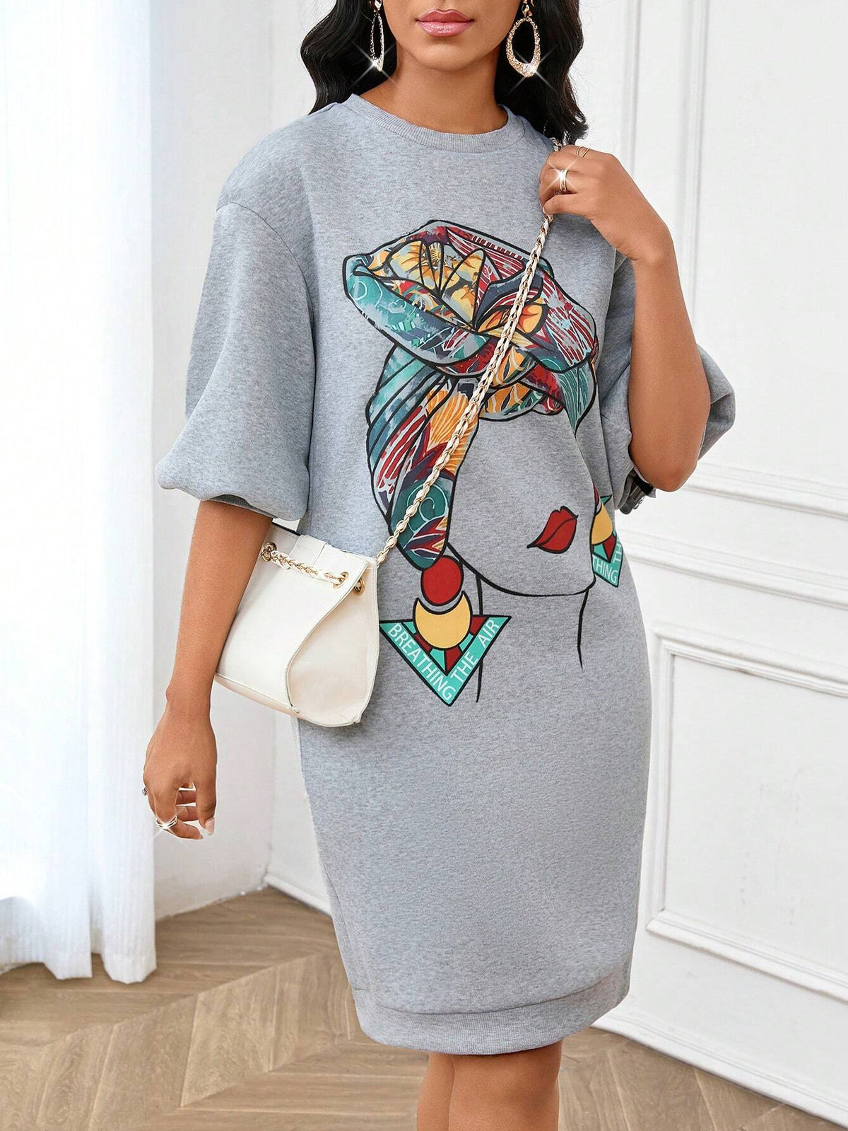 Four Season Print Fall Sweatshirts Dress Halloween Portrait Printed Loose Sweatshirt Women's 2024 Elegant Women's Sweatshirt