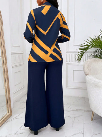 Graphic Print Shirt & Wide Leg Pants