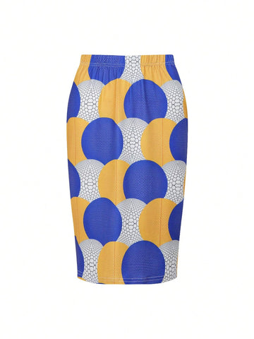 Random Printed Women Vacation Style Spring/Summer Two Piece Set With Long Sleeve Cardigan And Skirt