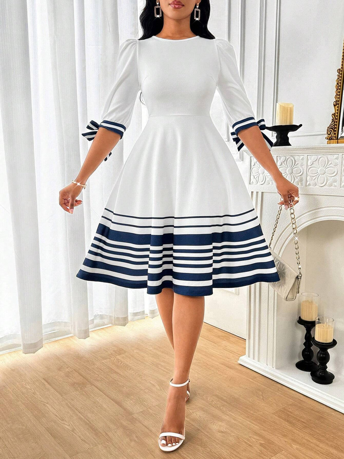 Red Velvet Dress Long Sleeve Slim Fit Short Women's Dress