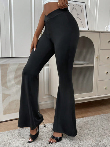 Lady Solid Flare Leg Pants